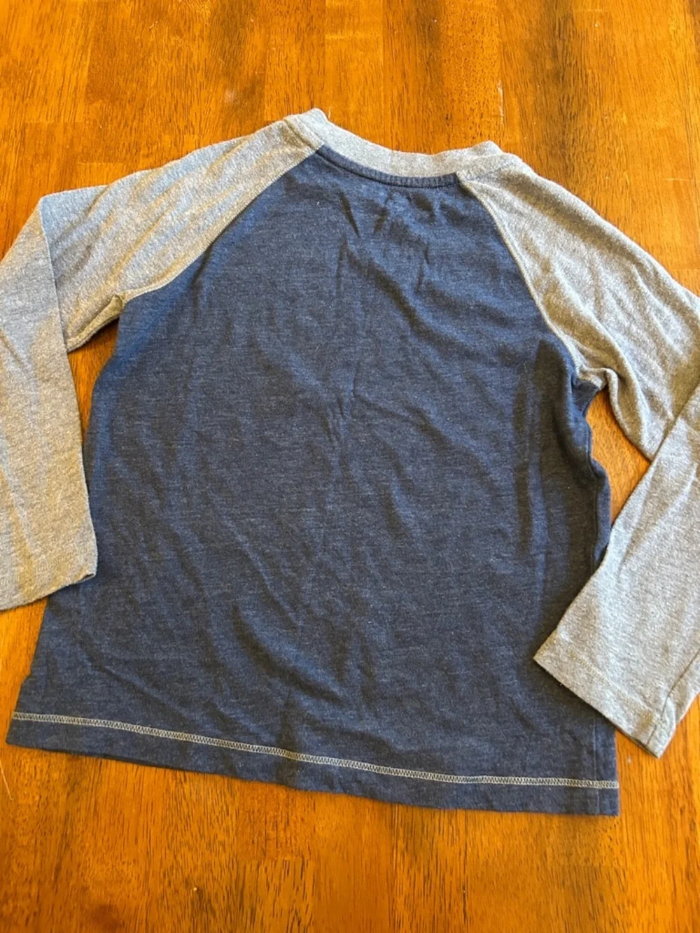 Kids PJ Shirt Navy and Light Gray Raglan Long-Sleeve Pajama Top | Boys Size 5